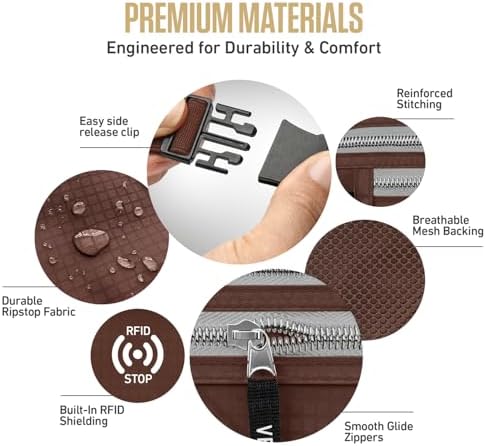 VENTURE 4TH Travel Money Belt, RFID Blocking Passport Holder - Brown - Image 6