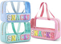 Sanwuta 3 Pcs Clear Seersucker Snacks Bag, Pink, Lake Blue, Light Blue by Sanwuta