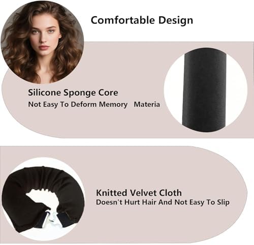 Overnight Hair Curlers Heatless Curls,SXWFYZ No Heat & Damage Velvet Curling Rods Hair Rollers for Long Short Hair Care Styling Tools(Black 3PCS W/Silk Scarf) - Image 4