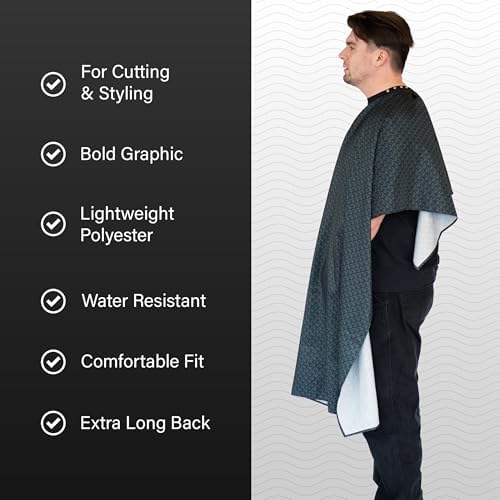 BD Barber Cape - Snap Closure, Water-Resistant, Lightweight Polyester, 45"x65", Professional Coverage for Cutting and Styling - Image 3