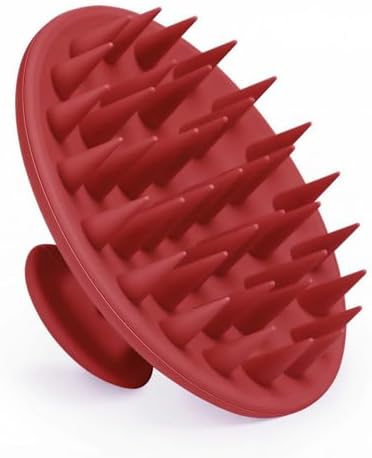 Meartchy Silicone Scalp Massager Shampoo Brush, Scalp Brush for Hair Growth & Dandruff Removal, Hair Scrubber Scalp Stimulator Exfoliator Brush with Soft Bristles for Wet Dry Scalp Care (Ruby Red) by Meartchy