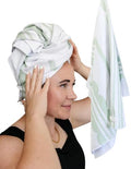 New Microfiber Hair Towel Collection – Matcha Groove Quick Dry Hair Towel Wrap for Women – Anti-Frizz Microfiber Hair Turban for Long, Curly & Thick Hair with Large Loop Closure by BlairCo