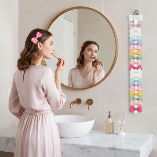 3 PCS Bow Holder for Girls Hair Bows, 40 in Long White Ribbon Hair Bow Organizer Storage for Women Girls - Image 7