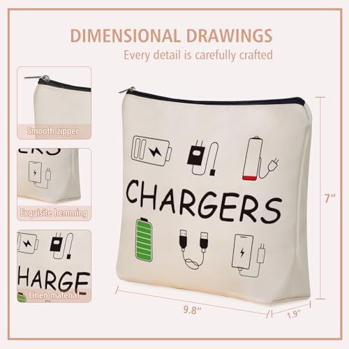 Cable Charger Makeup Bag,Charging Cord Electronics Accessories Travel Pouch - Image 4