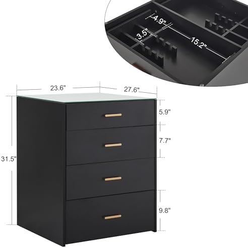 BarberPub Dual Storage Cabinet with Drawers,Salon Station(Black) - Image 3