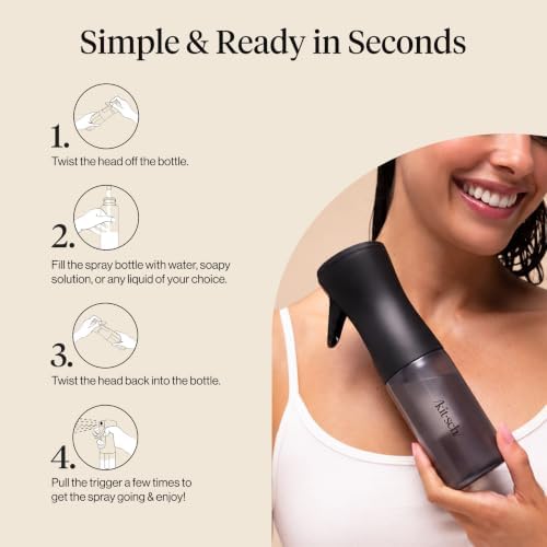 Kitsch Large Continuous Spray Bottle for Hair – Black,180ml - Image 7