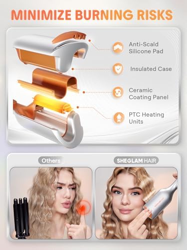 SHEGLAM 0.75" Deep Waver for Short Hair Lightweight, Dual Voltage, Smart Timer Hair Tool Crimper Double Barrel & Adjustable Temps Anti-Scald, Easy to Use - Image 6