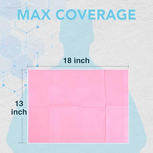 480 Pack Disposable Dental Bibs 13"x18", 3-Ply Waterproof Tattoo Bibs Sheet for Nail Salon, Dental Clinic, Feeding, Tattoo Shop (Pink) - Image 2