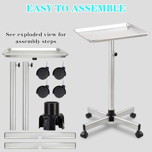 Salon Tray on Wheels, Salon Color Tray with Adjustable Height - Image 6