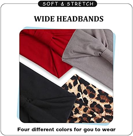Kachanaa 4 Pack Wide Headbands for Women Elastic Knotted Yoga Sport Workout Headbands Turban African Head Wraps Hair Accessories(Stylish) - Image 3