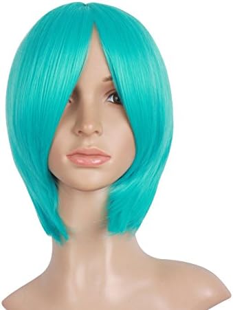 MapofBeauty 2 Clip On Ponytails Straight Cosplay Costume Wig, Mixed Cyan - Image 4