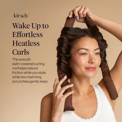 Kitsch Satin Heatless Curls Overnight Set - Chocolate - Image 2