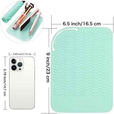 Heysam Silicone Heat Resistant Curling Iron Mat Flat Iron Travel Case, Pad for Hair Straightener and Curling Irons Hot Tools Mat, Heat Resistant for Counter, Sleeve Heat Resistant Pouch, Green - Image 5