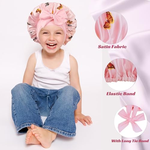 Silk Bonnet for Kids, Satin Hair Bonnet for Sleeping with Tie Band - Image 5