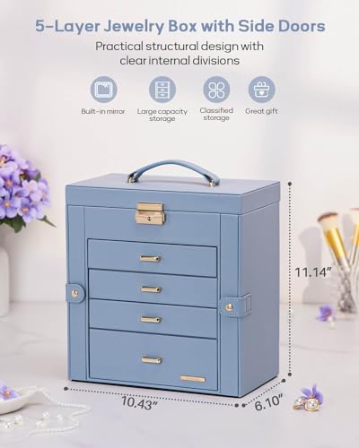 Homde Large Jewelry Box for Women: 5-Layer Organizer with Lock for Dresser - Image 2