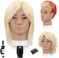 10" Male Mannequin Head with 100% Real Human Hair, Professional Barber Cosmetology Training Head for Haircut Styling Practice with Free Clamp Stand, Off-White by Unknown