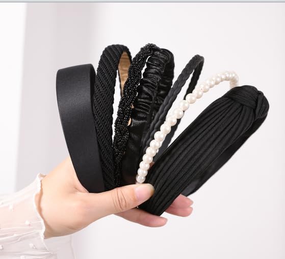 7 Pcs Headbands for Women Girls, Non Slip Cute Pearl Floral Padded Vintage Wide Fashion Multi-style Headbands for Girls - Image 3