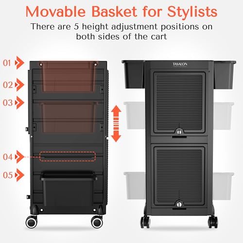 TASALON Professional Rolling Salon Cart, 6-Drawer Storage Trolley with Tool Holders, 33-Inch Height,Barber Shop Hairdressing Beauty Versatile Equipment Black - Image 5
