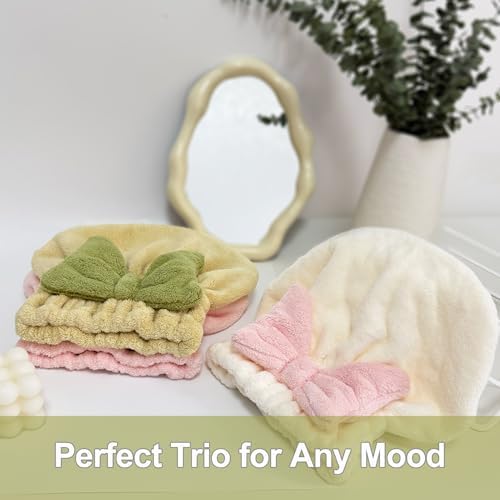 Jseng 3Packs Microfiber Hair Towel for Women - Quick-Drying, Super Absorbent Hair Wrap with Bow Design, Soft Hair Towel Turban for Curly Long Wet Hair - Image 7