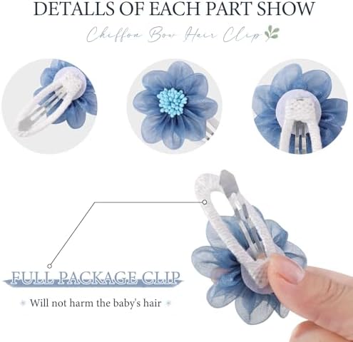 YHXX YLEN 20PCS Chiffon Flower Hair Clips Handmade Wrapped Snap Hair Clips - Image 3