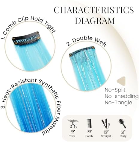 14 Pcs Colored Clip in Hair Extensions Highlights Gradient Mix Tinsel - Image 3
