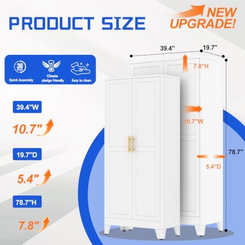 GAIOUS 79" Tall New Update Kitchen Pantry Cabinet, Metal Storage Cabinet - Image 2