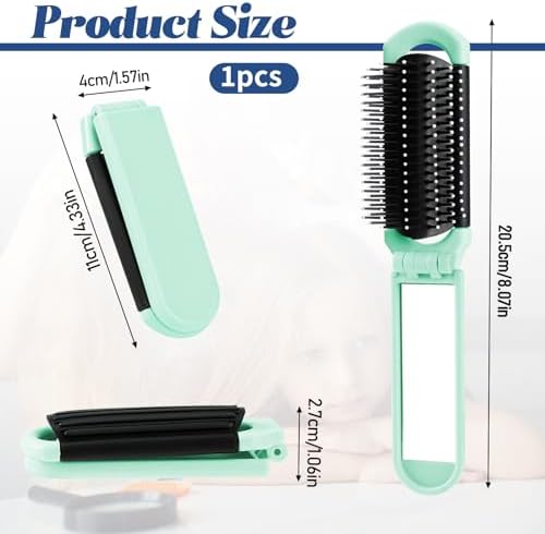 Travel Folding Hair Brush with Mirror, Small Portable Hair Comb for Women - Image 4
