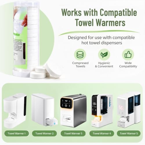 Hot Towel Dispenser Refills, Original Towel Refill for Hot Face Towel Heater Machine, 60 Pcs Disposable Compressed Towels for Towels Warmer Dispenser 100% Plant Fiber（Tea Flavor） - Image 3