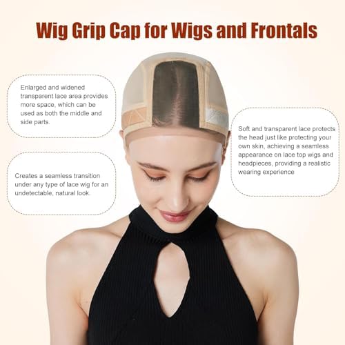 Xiushumyi Lace Wig Cap for Women,Adjustable Wig Grip Cap with Grip Band for Keeping Wigs In Place,Non Slip Caps Make Your Wigs Be Glueless(Nude) - Image 4