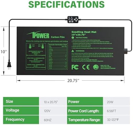 iPower Seedling Heat Mat for Plants with Dual Digital Temperature Controller, 10" x 20.75", Black - Image 2