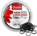 Annie Rubber Bands 14mm, 500 Count Black Elastic Hair Ties, Medium Durable Rubber Bands for Braids, Ponytails & Sectioning, Secure Hold for All Hair Types, Salon Value by AnnieInternational