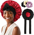 AWAYTR 2-Layer Satin Hair Bonnet, Tie Band Sleep Cap for Women by AWAYTR