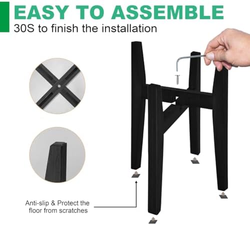 Rnined Plant Stand Indoor, Bamboo Plant Shelf, Adjustable Corner Plants Flower Holders Single Floor Plant Stand, Fits 8 to 12 Inches Pots,(Pot & Plant Not Included)(Black) - Image 6