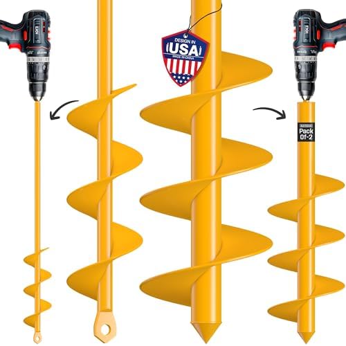 Garden Auger Drill Bit for Planting, Pack of 2 - 1.6" x 16" & 3.5" x 16" by NAFOGAR