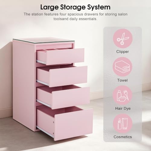 BarberPub Salon Storage Cabinet with Glass Top, Beauty Station 3381-1 - Image 4