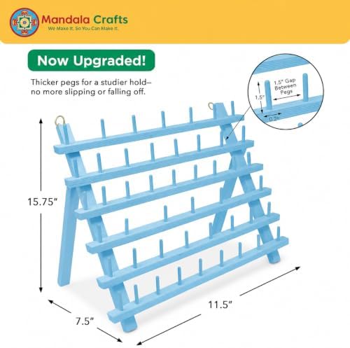 Mandala Crafts Sky Blue Thread Rack Sewing Embroidery Thread Holders - Image 2
