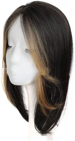 VAVANGA 14inch Hair Topper for Thinning Hair with Bang Ombre Brown to Black - Image 4
