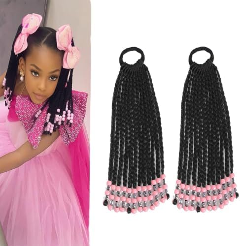 Kid Ponytail With Beads Braid Detachable Protective Hairstyle For Girls by Unknown