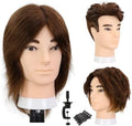 10" Brown Male Mannequin Head with 100% Real Human Hair, Professional Barber Mannequin Head Cosmetology Manikin Training Head for Haircut Styling Practice with Free Clamp Stand (Dark brown) by Unknown