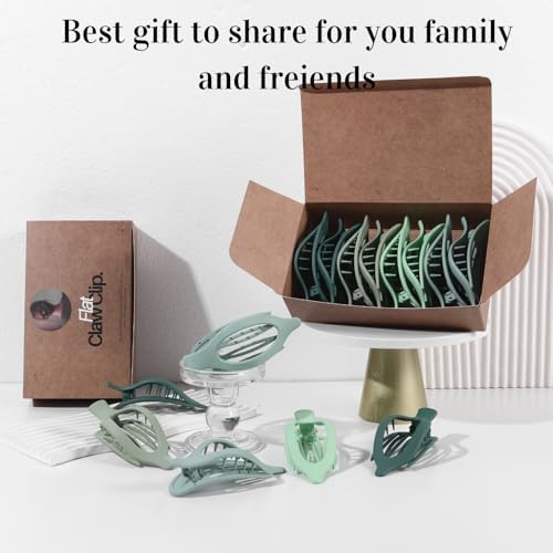 8 Pack Green Flat Hair Clips – Matte Large French Green Claw Clips for Women & Girls, No-Slip Strong Hold Gradient Barrettes for Thick or Thin Hair, Nature Inspired Cottagecore Look - Image 7