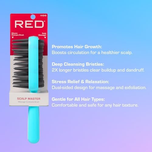 Red by Kiss Scalp Master 2-in-1 Silicone Scrubber & Shampoo Brush, Soft Long Bristles for Exfoliating Scalp, Boosting Circulation & Removing Build-Up (Teal) - Image 5