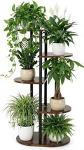 Tiered Plant Stand Indoor, Tall 5 Tier 6 Potted Wooden Plant Shelf for Multiple Flower Plants, Multi Corner Metal Plant Holder Indoor for Patio Garden Patent Design Living Room Balcony Bedroom, Rustic Brown by Unknown