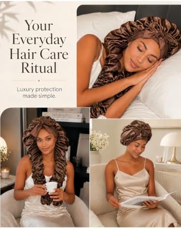 Double Layer Slik Like Satin Bonnet, 33-43" XXL Bonnet for Braids Long Hair - Image 6