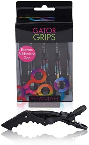 Framar Gator Grips Black Styling Hair Clips, Rubberized – 4 Pack by FRAMAR