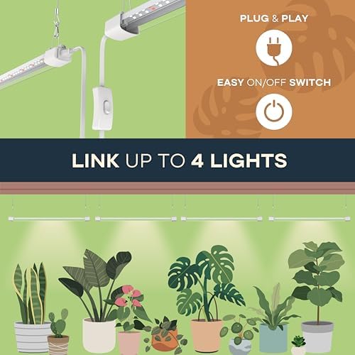 LED Grow Light 4FT Full Spectrum Compact Linkable Lighting Fixture for Indoor Greenhouse Year Round Plant Seedlings, Essential Grow Slim Hanging Suspended Strip - Image 3
