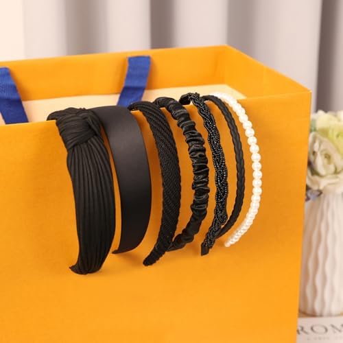 7 Pcs Headbands for Women Girls, Non Slip Cute Pearl Floral Padded Vintage Wide Fashion Multi-style Headbands for Girls - Image 4