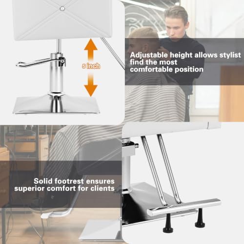 Artist hand Barber Salon Chair for Hair Stylist with Back Cover, White - Image 5