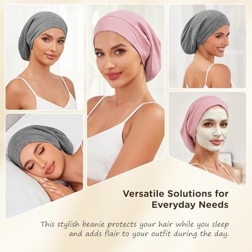 2Pcs Satin Lined Bonnet for Sleeping for Women Men - Image 6