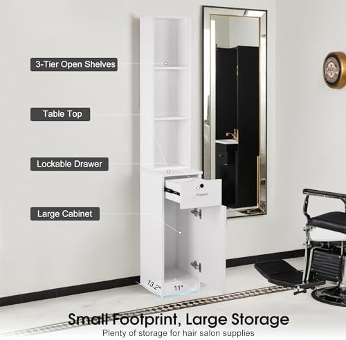 BarberPub Wall Mount Hair Styling Barber Station3026-1(White) - Image 4
