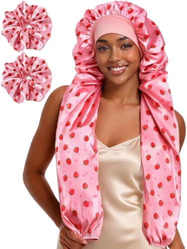 Double Layer Satin Bonnet Unisex Pantyhose Bonnet Sleep Cap by YIHENGMEI